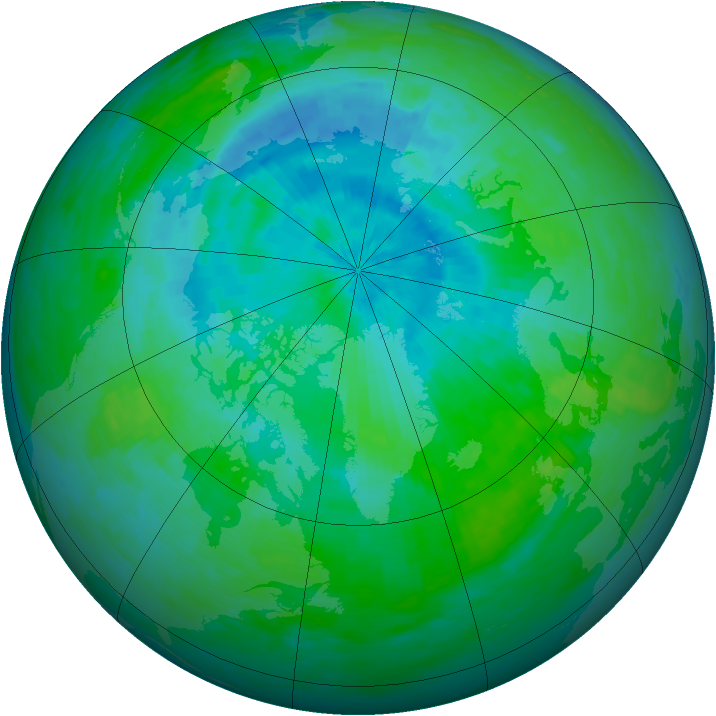 Arctic ozone map for 11 August 1993